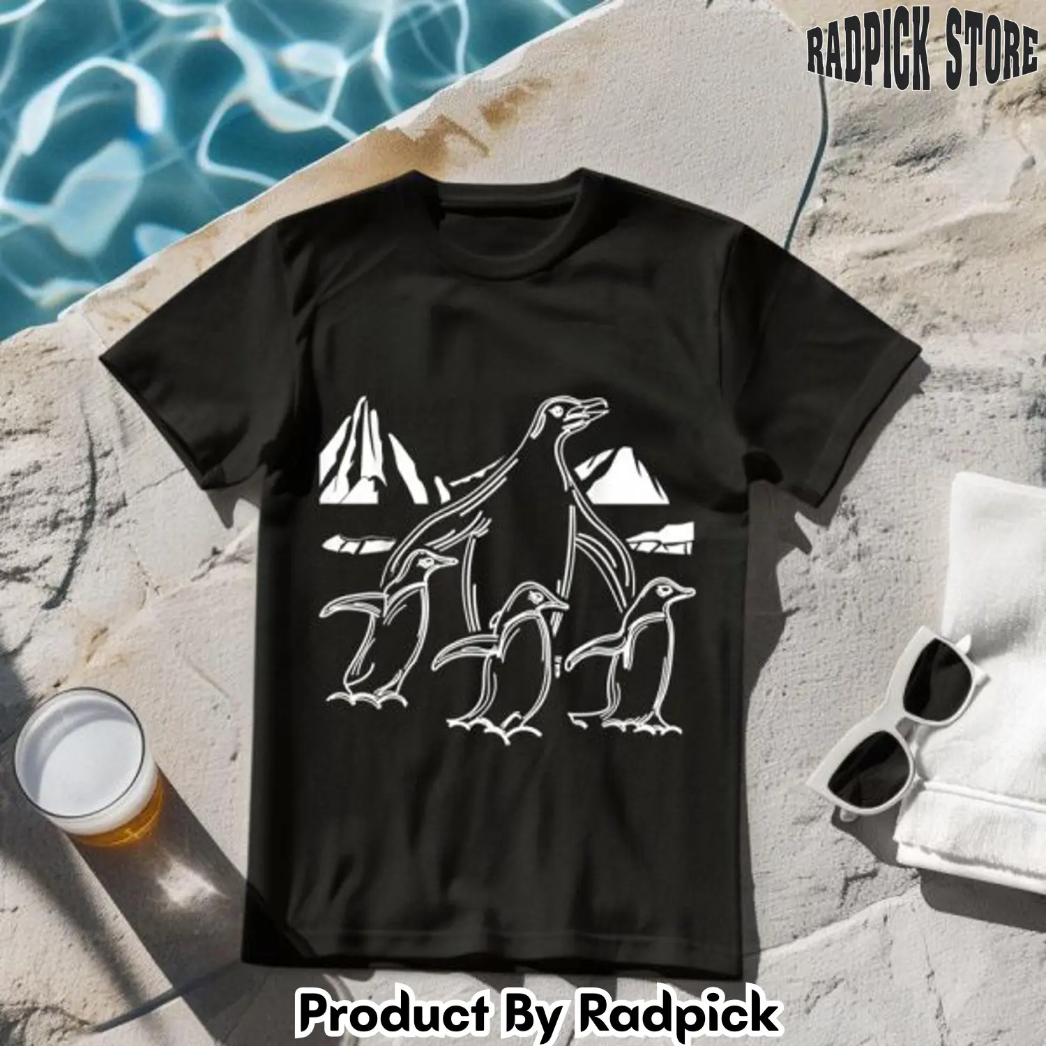 Mountains penguins antarctic animal penguin tshirt rp2644798